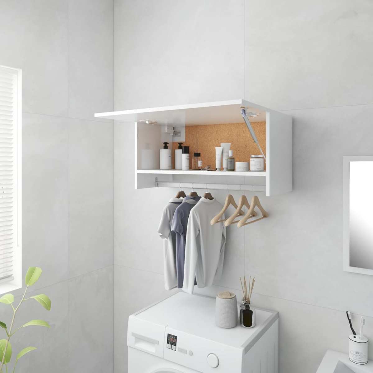 VidaXL Kledingkast 70x32,5x35 cm spaanplaat hoogglans wit