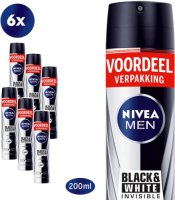 Nivea MEN anti transpirant Invisible for Black & White Power - 6 x 200 ml