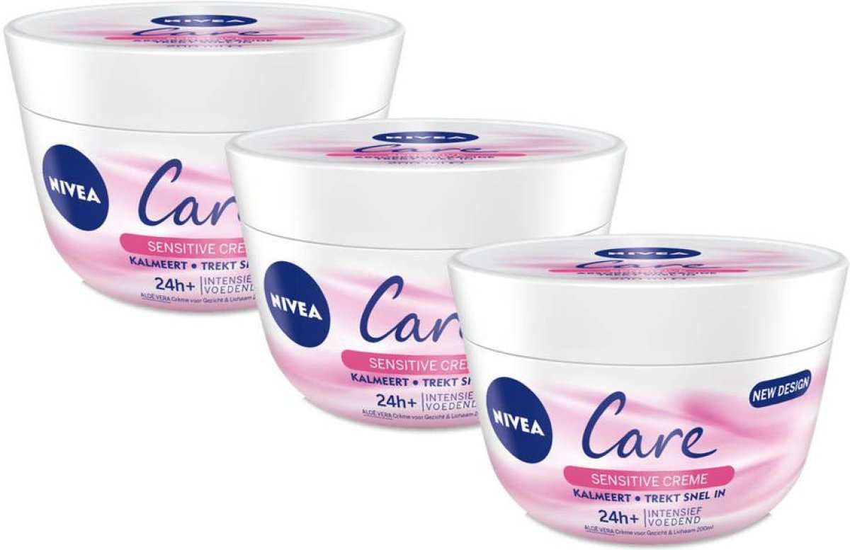 Nivea Care Sensitive bodycrème - 3x 200 ml - voordeelverpakking
