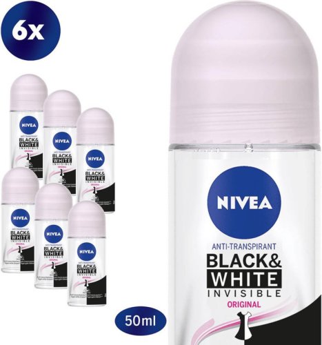 Nivea anti-transpirant Roller Invisible Black & White Clear - 6 x 50 ml