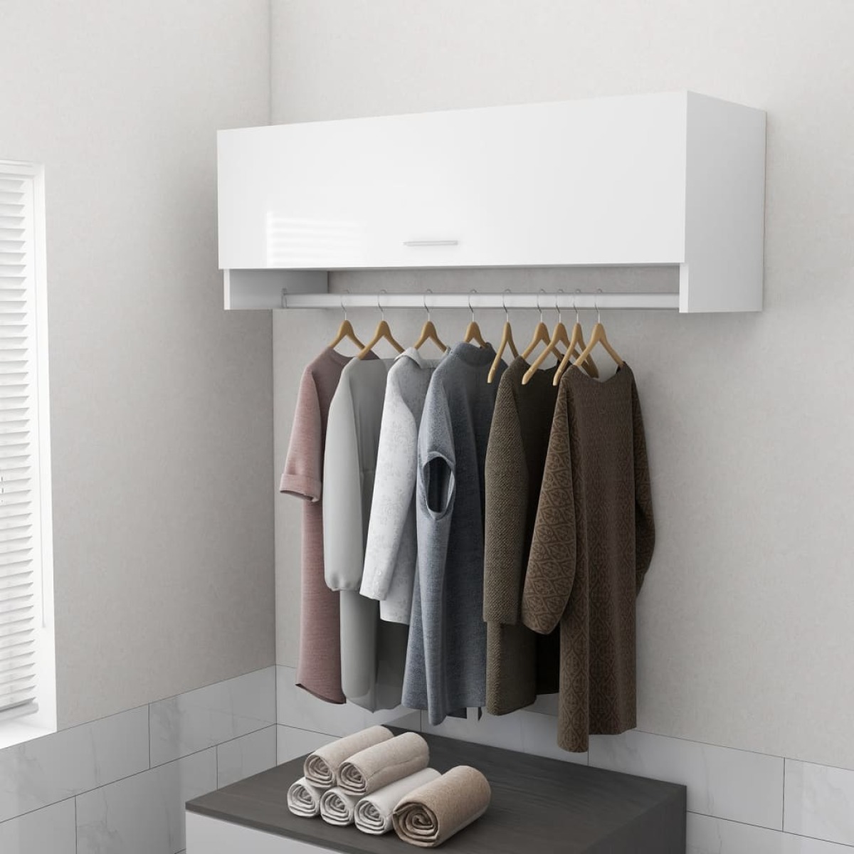 VidaXL Kledingkast 100x32,5x35 cm spaanplaat hoogglans wit