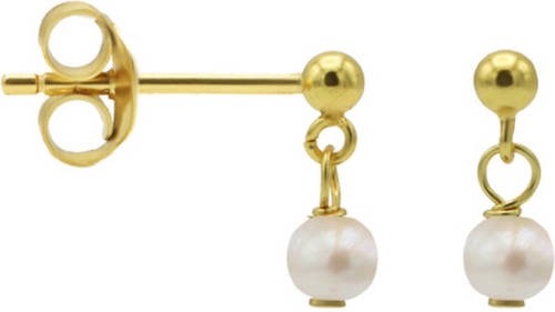 KARMA Jewelry verguld zilveren oorbellen Dangling Pearl