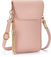 Lascana Schoudertas modieuze mini-bag, schoudertasje voor de mobiele telefoon met praktisch kijkvenster en afneembaar kwastje