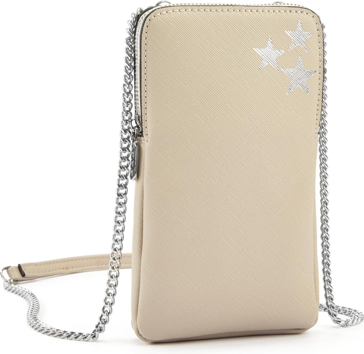 Lascana Schoudertas Mini-bag, tasje voor de mobiele telefoon, kan omgehangen worden, met ster-stempeldruk