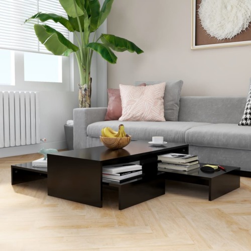 VidaXL Salontafelset 100x100x26,5 cm spaanplaat zwart