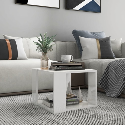 VidaXL Salontafel 40x40x30 cm spaanplaat hoogglans wit