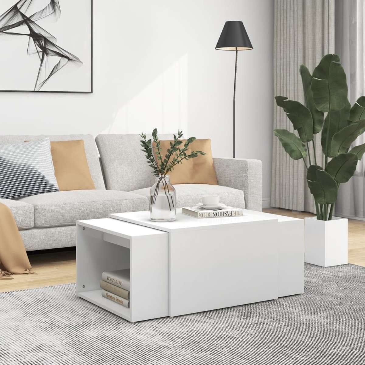 VidaXL 3-delige Salontafelset 60x60x30 cm wit