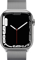 Apple Watch 7 Cell. 45mm rvs zilver. mil. armband zilver