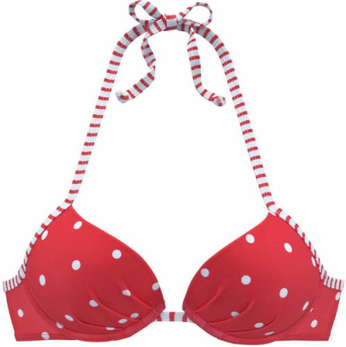 s.Oliver push-up bikinitop met stippen rood/wit