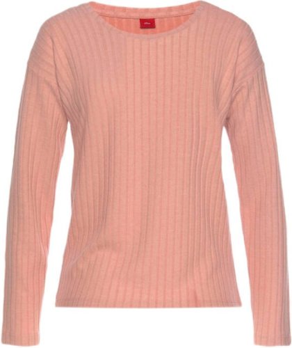 s.Oliver pyjamatop met rib structuur zalmroze