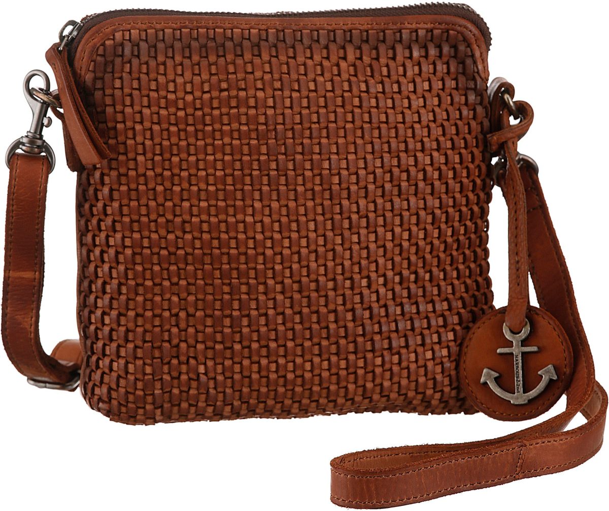 HARBOUR 2nd Mini-bag B3-9786 sw2-Thelma van leer met gevlochten front en karakteristieke ankerhanger
