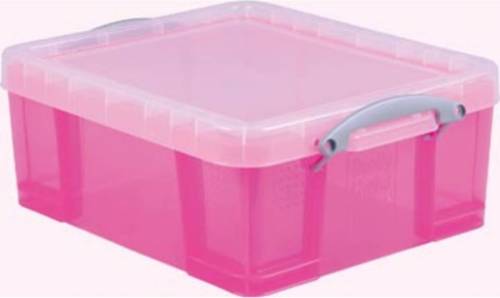 Really Useful Box 18 liter, transparant roze