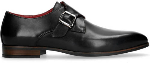 Manfield leren gespschoenen zwart
