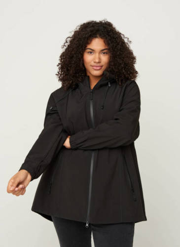 Zizzi waterdichte korte softshell jas met capuchon zwart