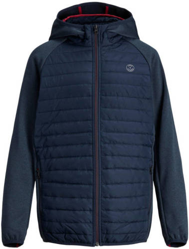 Jack & Jones JUNIOR gewatteerde tussenjas JJEMULTI donkerblauw/donkerrood