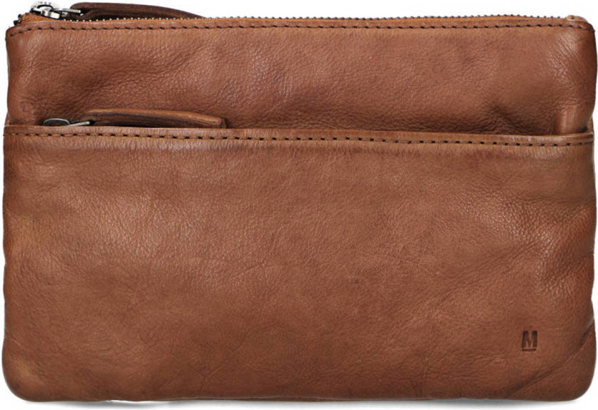 Manfield leren crossbody tas cognac