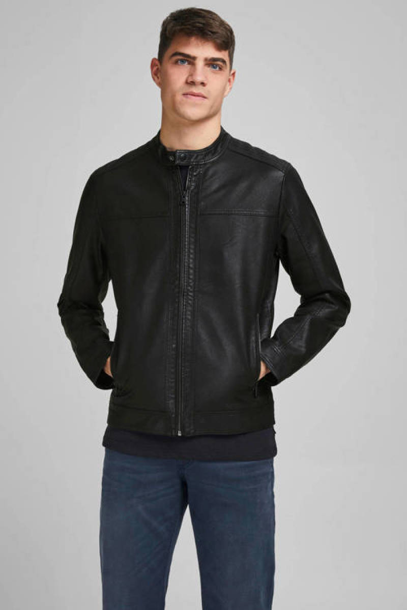 Jack & Jones ESSENTIALS imitatieleren jack JJEWARNER zwart