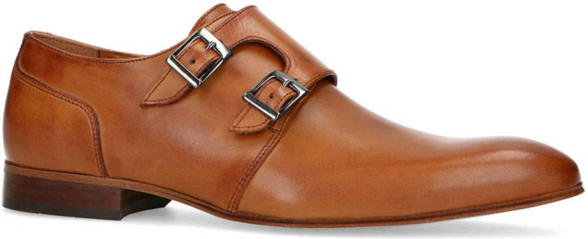 Manfield leren gespschoenen cognac