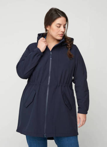 Zizzi waterafstotende softshell jas donkerblauw