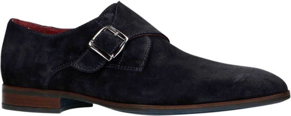Manfield suède gespschoenen donkerblauw