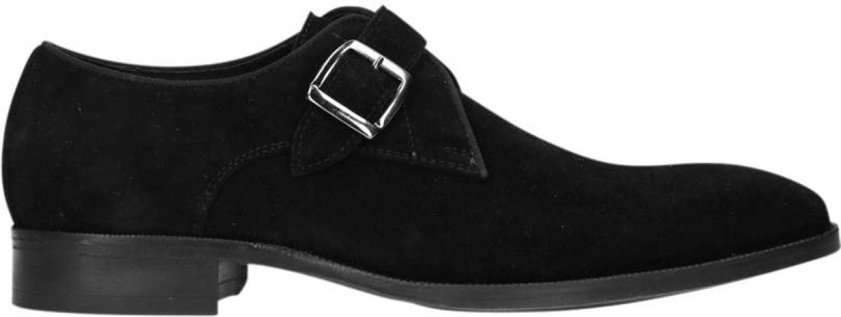 Manfield suède gespschoenen zwart