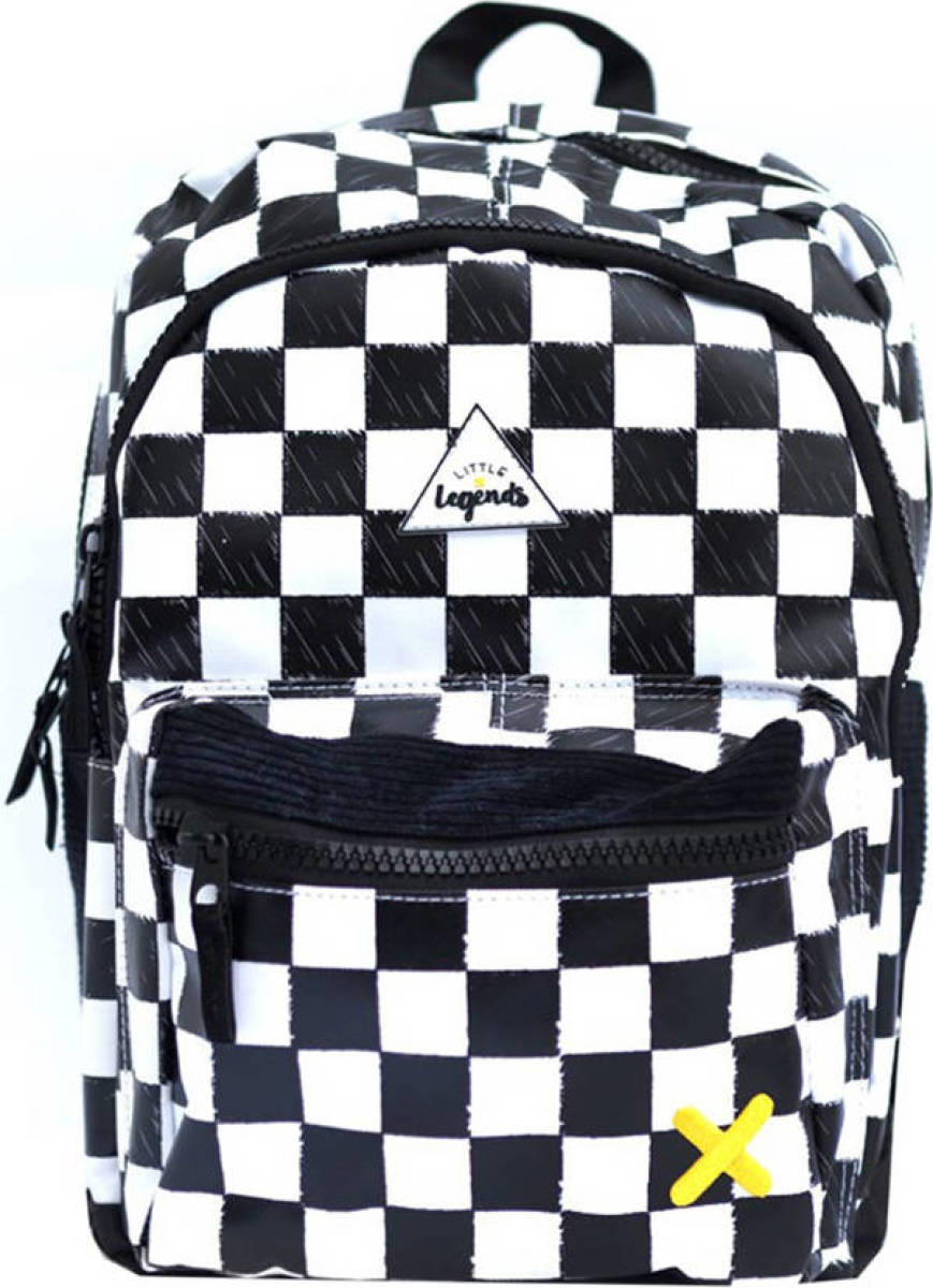 Little Legends rugzak Checkerboard zwart/wit