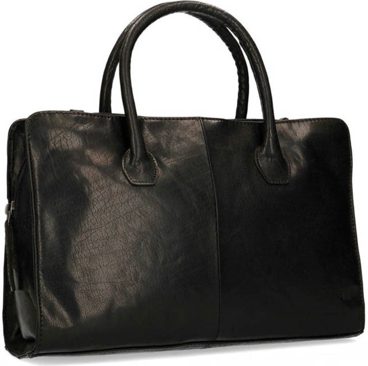 Manfield leren handtas zwart