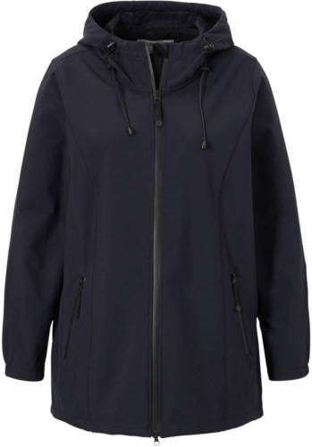 Zizzi waterdichte softshell jas donkerblauw met capuchon