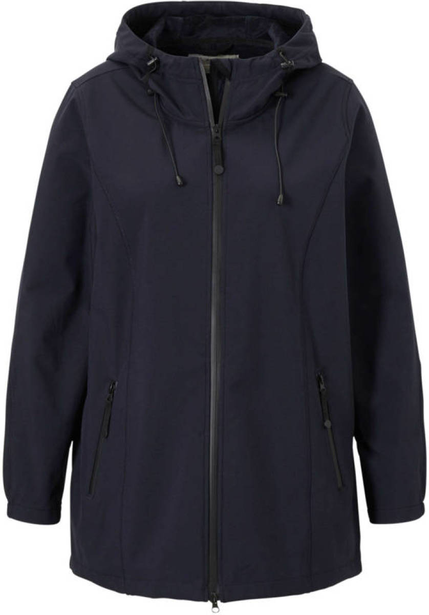 Zizzi waterdichte softshell jas donkerblauw met capuchon