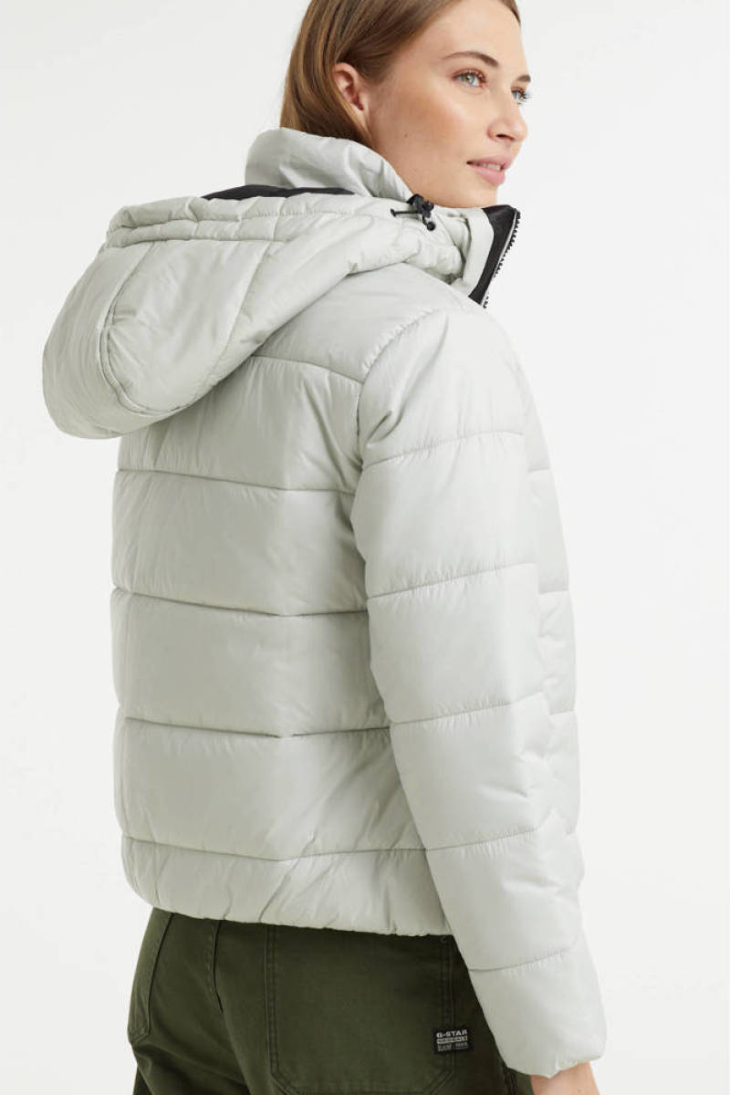 G-star Raw gewatteerde jas Meefic met biologisch katoen ecru/zwart