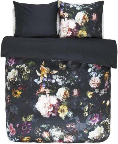 Essenza Fleur dekbedovertrek - 100% katoen-satijn - 1-persoons (140x200/220 cm + 1 sloop) - 1 stuk (60x70 cm) - Zwart