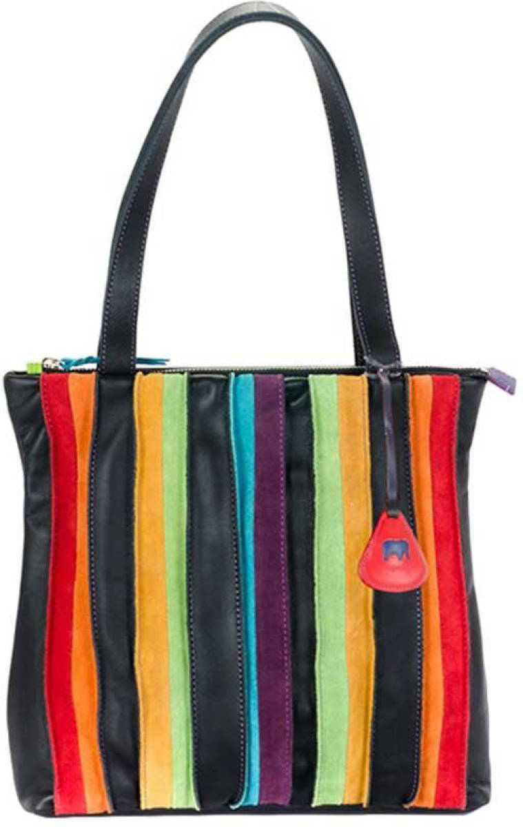 Mywalit leren shopper Laguna Medium zwart/multi