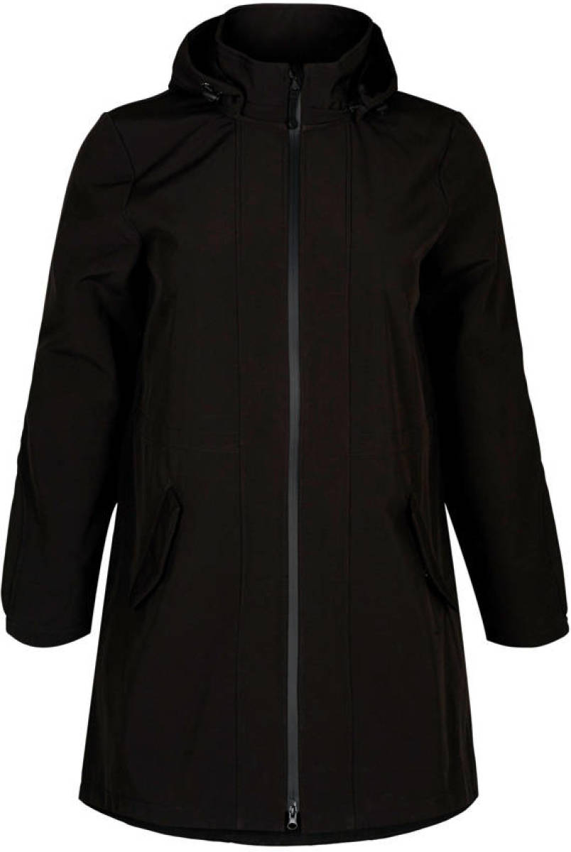 Zizzi waterafstotende softshell jas zwart