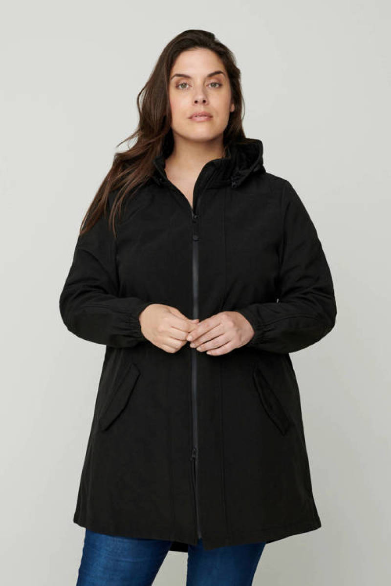 Zizzi waterafstotende softshell jas zwart