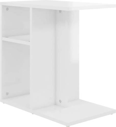 VidaXL Bijzettafel 50x30x50 cm spaanplaat hoogglans wit