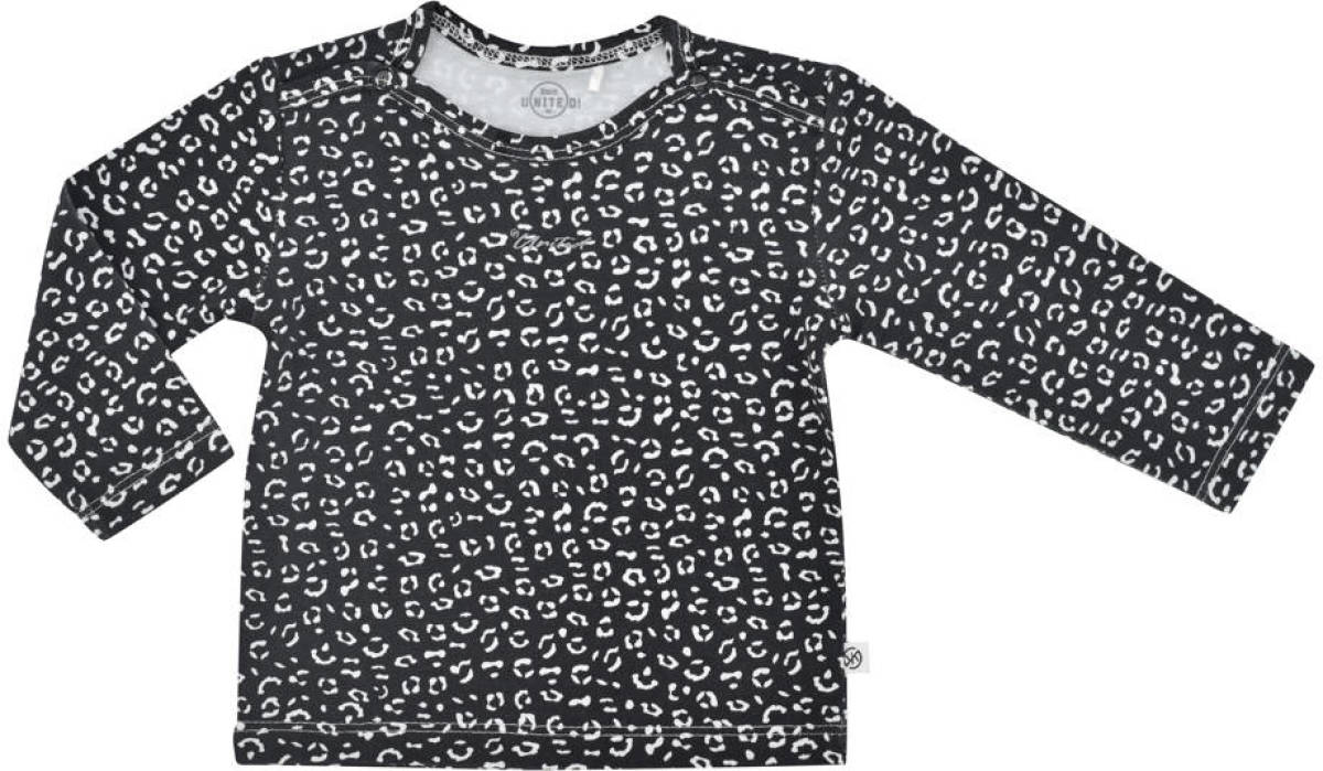 Born by Kiddo United newborn baby longsleeve met biologisch katoen antraciet/wit