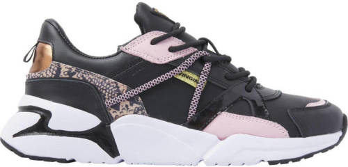 Vingino Odilia leren chunky sneakers zwart/roze