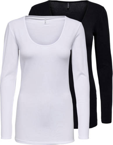 Only longsleeve ONLLIVELOVE - (set van 2) zwart/wit