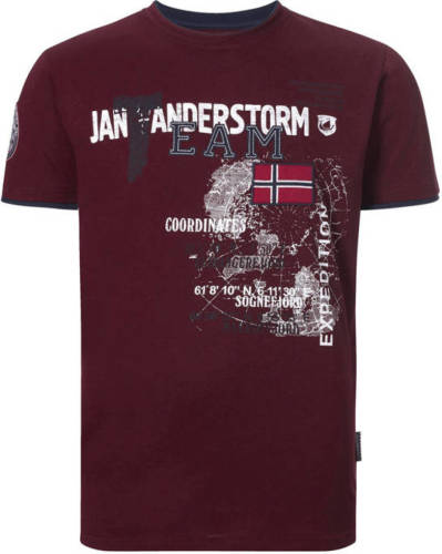Jan Vanderstorm T-shirt SÖLVE Plus Size met printopdruk donkerrood