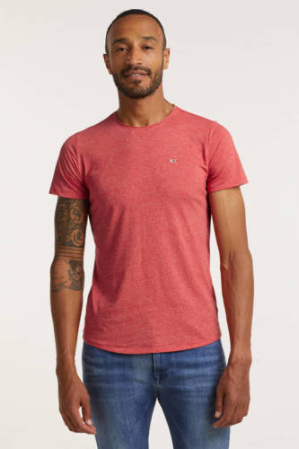 Tommy Jeans T-shirt Jaspe met biologisch katoen Deep Crimson