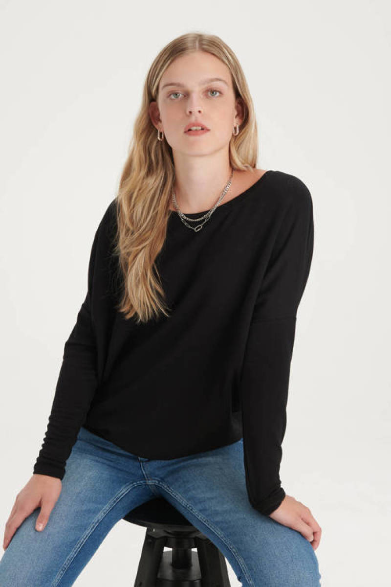 Shoeby Eksept top Twiggy met vleermuismouwen zwart