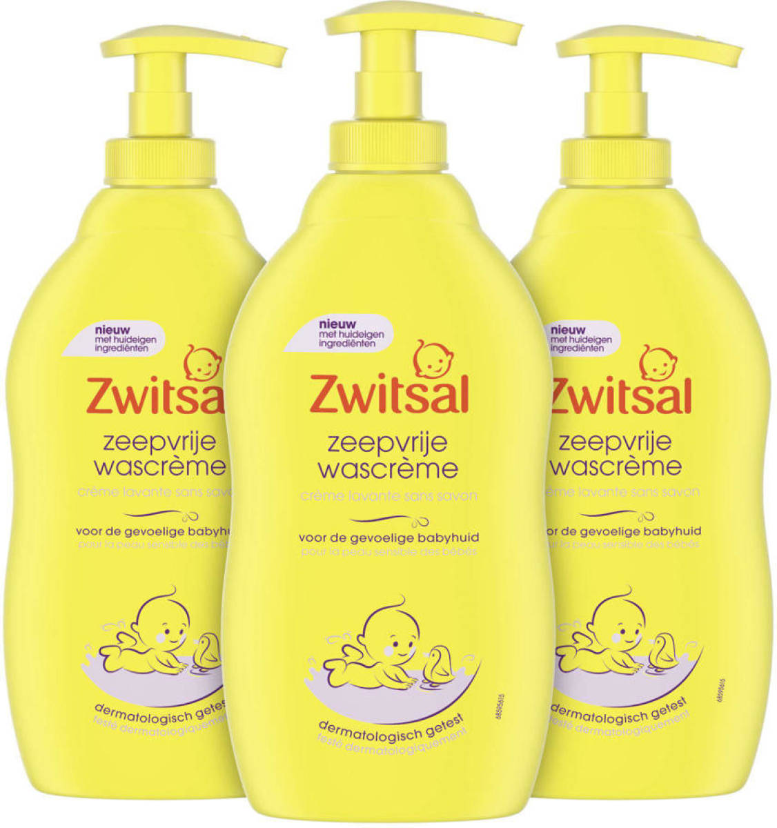 Zwitsal Baby Zeepvrije Wascrème - 3 x 400 ml - Voordeelverpakking