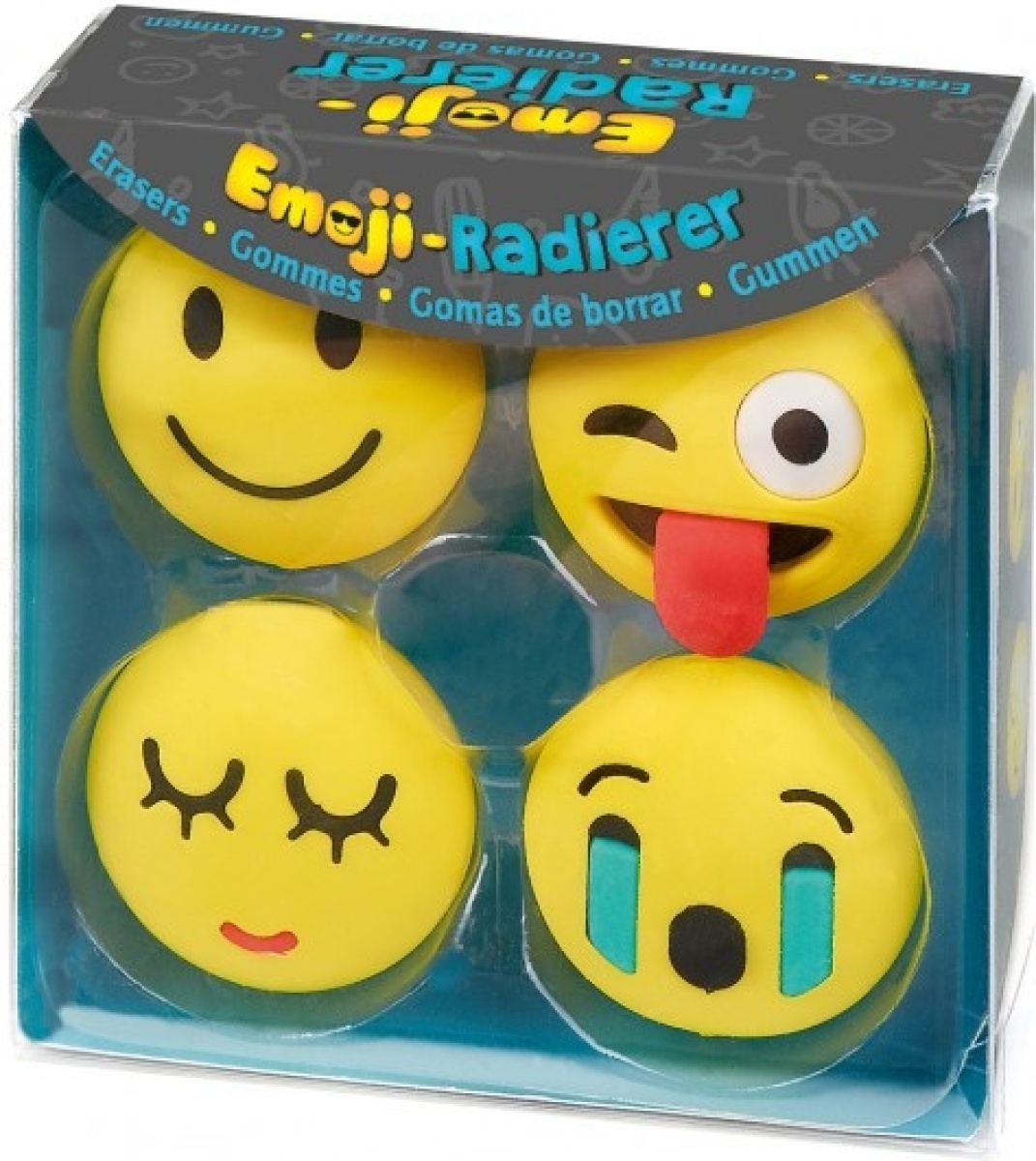 Moses gummen Emoticons 4 stuks 3 cm geel