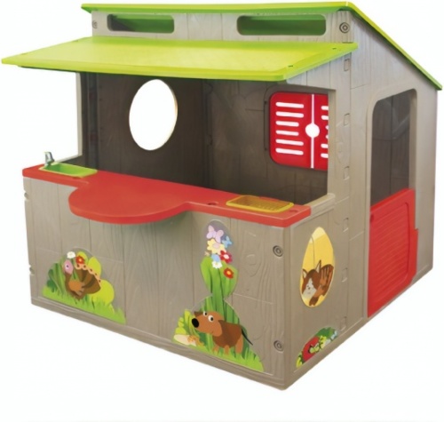 Paradiso Toys speelhuis Kiosk 139 x 118 cm bruin/groen/rood