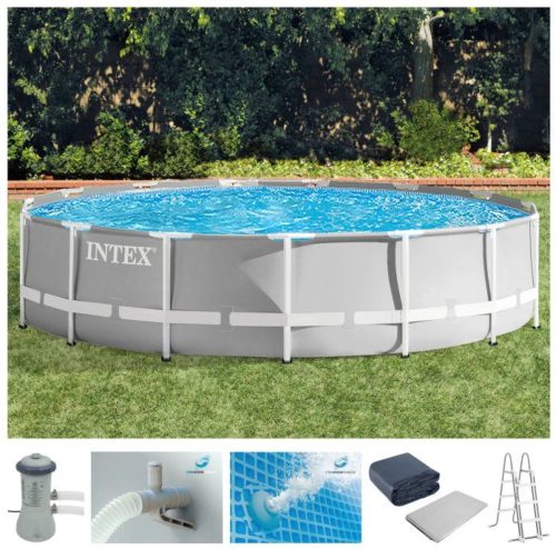 Intex opzetzwembad met pomp 26720GN Prism 427 x 107 cm grijs