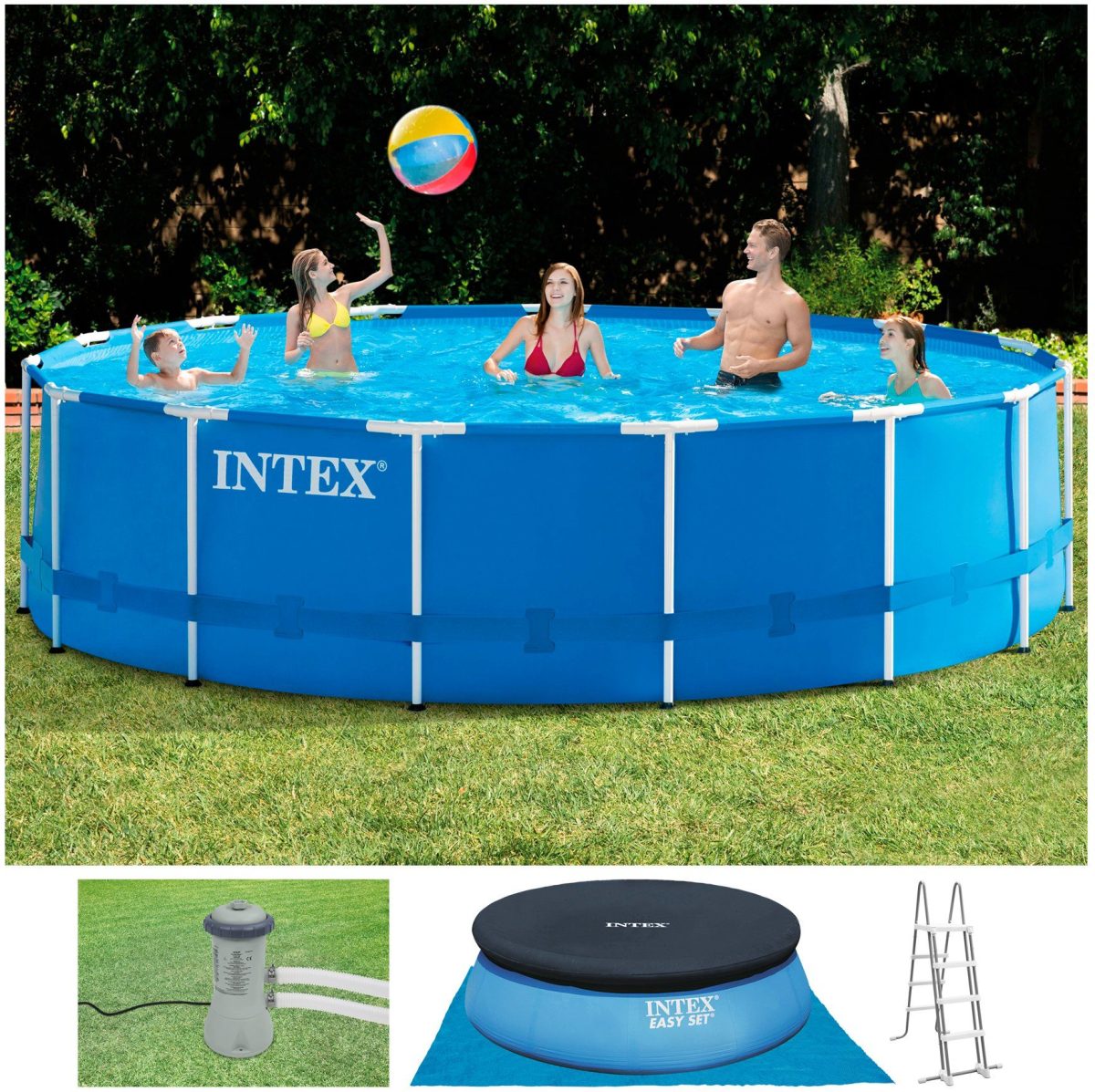 Intex opzetzwembad met pomp 28242GN 457 x 122 cm blauw