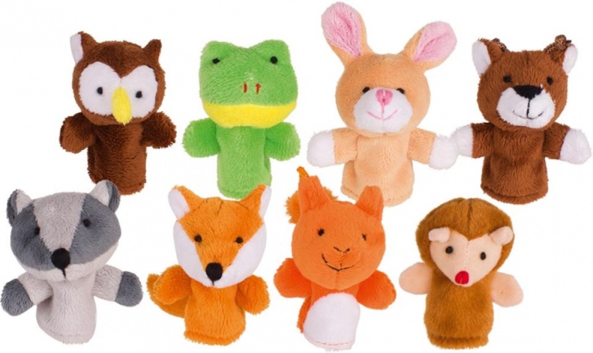 Goki vingerpopjes bosdieren set 8 stuks pluche