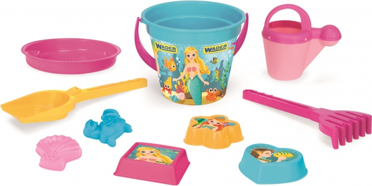 Wader strandset met emmer 14,5 cm 10 delig multicolor