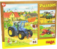 Haba legpuzzel Tractor & co 3 in 1 jongens karton 3 x 24 stukjes