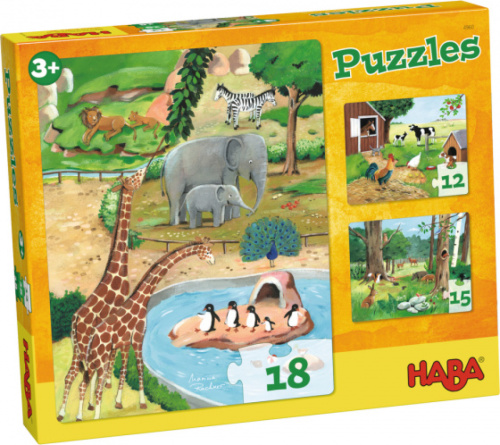 Haba legpuzzel Dieren 3 in 1 junior 45 stukjes